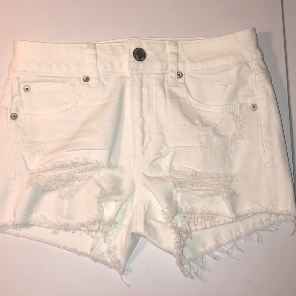 American eagle white jean shorts